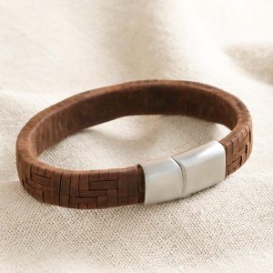 Bracelets | Wide Woven Leather Bracelet in Brown – Mens Bracelets Bracelets