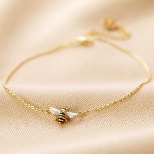 Anklets | Gold Enamel Bumblebee and Daisy Anklet – Womens Anklets Anklets