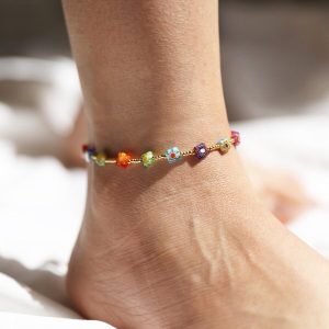 Anklets | Millefiori Bead Anklet in Gold – Womens Anklets Anklets