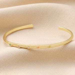 Bracelets | Adjustable Enamel Daisy Bangle in Gold – Womens Bracelets Bracelets