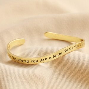 Bracelets | Adjustable Mum Meaningful Word Wave Bangle in Gold – Womens Bracelets Bracelets