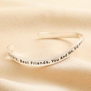 Bracelets | Adjustable Sisters Meaningful Word Wave Bangle in Silver – Womens Bracelets Bracelets