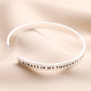 Bracelets | Always in My Thoughts Meaningful Word Bangle in Silver – Womens Bracelets Bracelets