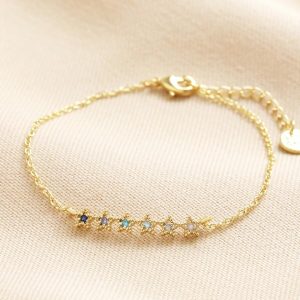 Bracelets | Blue Ombre Crystal Star Bar Bracelet in Gold – Womens Bracelets Bracelets