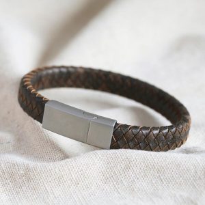 Bracelets | Brown Antiqued Thick Woven Leather Bracelet – Mens Bracelets Bracelets