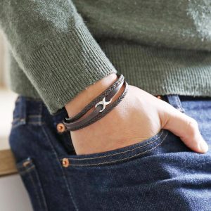 Bracelets | Brown Leather Stainless Steel Infinity Bracelet – Mens Bracelets Bracelets