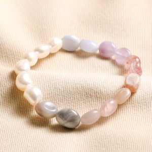 Bracelets | Chunky Semi-Precious Stone and Pearl Beaded Bracelet – Womens Bracelets Bracelets