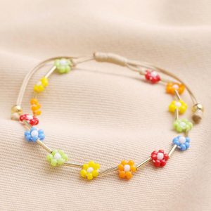 Bracelets | Colourful Daisy Beaded Cord Bracelet – Womens Bracelets Bracelets