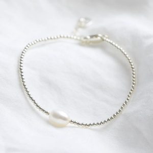 Bracelets | Dainty Seed Bead & Pearl Bracelet in Silver Silver – Womens Bracelets Bracelets