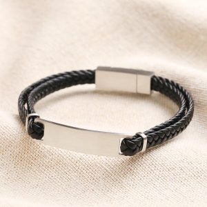 Bracelets | Double Braided Leather Bracelet in Black – Mens Bracelets Bracelets