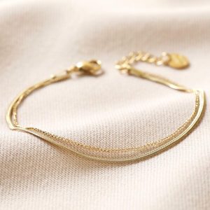 Bracelets | Gold Stainless Steel Double Snake Chain Bracelet – Womens Bracelets Bracelets