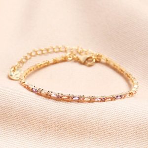 Bracelets | Pastel Baguette Crystal Bracelet in Gold – Womens Bracelets Bracelets