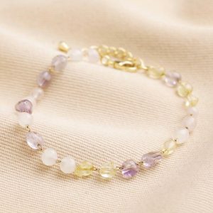 Bracelets | Pastel Semi-Precious Stone Beaded Bracelet in Gold – Womens Bracelets Bracelets