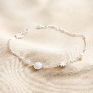 Bracelets | Pearl and Crystal Moon and Stars Bracelet in Silver – Womens Bracelets Bracelets