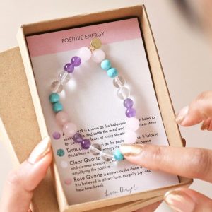 Bracelets | Positive Energy Semi-Precious Stone Beaded Bracelet in Pink – Womens Bracelets Bracelets