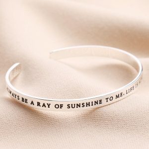 Bracelets | Ray of Sunshine Meaningful Word Bangle in Silver – Womens Bracelets Bracelets