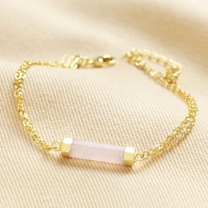 Bracelets | Rose Quartz Charm Chain Bracelet in Gold – Womens Bracelets Bracelets