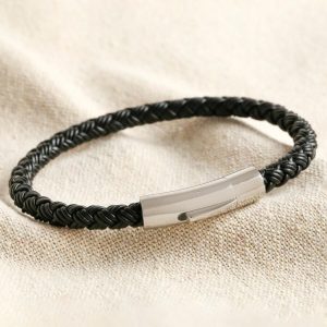 Bracelets | Rustic Braided Leather Bracelet in Black – Mens Bracelets Bracelets