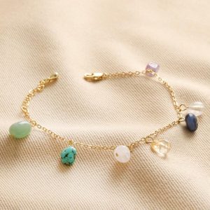 Bracelets | Semi-Precious Healing Stones Charm Bracelet in Gold – Womens Bracelets Bracelets