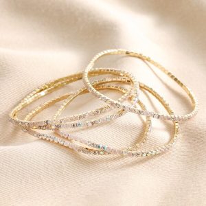 Bracelets | Set of 5 Clear Crystal Tennis Bracelets in Gold – Womens Bracelets Bracelets