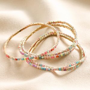 Bracelets | Set of 5 Multicoloured Crystal Tennis Bracelets in Gold – Womens/Kids Bracelets Bracelets