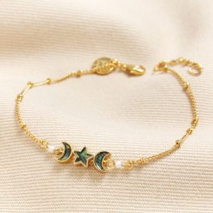 Bracelets | Shell Moon and Star Charm Bracelet in Gold – Womens Bracelets Bracelets