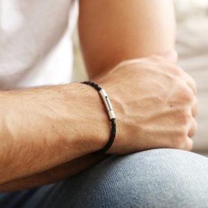 Bracelets | Slim Black Woven Leather Bracelet – Mens Bracelets Bracelets