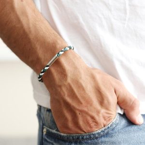 Bracelets | Slim Block Colour Braided Leather Bracelet – Mens Bracelets Bracelets