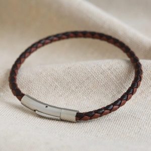 Bracelets | Slim Brown Woven Leather Bracelet – Mens Bracelets Bracelets