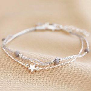 Bracelets | Star Bead Double Strand Bracelet in Silver Silver – Womens Bracelets Bracelets