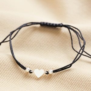 Bracelets | Sterling Silver Heart Cord Bracelet – Womens Bracelets Bracelets