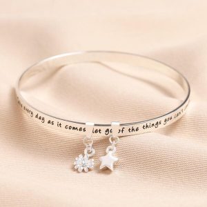 Bracelets | You Are Loved Meaningful Word Bangle in Silver – Womens Bracelets Bracelets