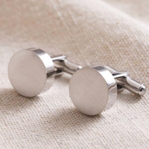 Cufflinks | Brushed Finish Round Cufflinks in Silver – Mens Cufflinks Cufflinks