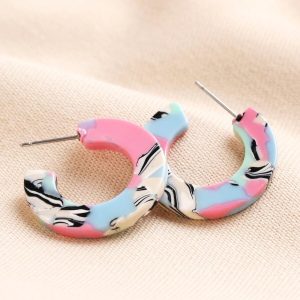 Earrings | Big Metal London Colourful Marble Resin Hoop Earrings – Womens Earrings Earrings