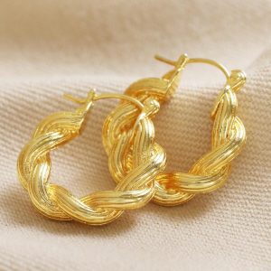 Earrings | Chunky Twisted Rope Hoop Earrings in Gold – Womens Earrings Earrings