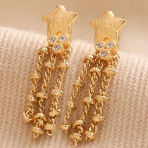 Earrings | Crystal Shooting Star Drop Earrings in Gold – Womens Earrings Earrings