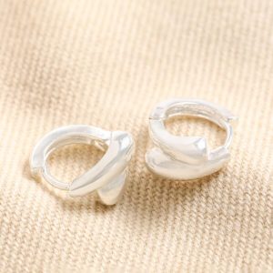 Earrings | Curved Wrap Huggie Hoop Earrings in Silver – Womens Earrings Earrings