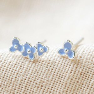 Earrings | Enamel Forget Me Not Flower Earrings in Blue and Silver Blue – Womens Earrings Blue