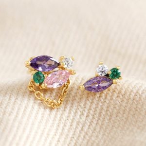 Earrings | Estella Bartlett Asymmetric Multicolour Crystal Stud Earrings – Womens Earrings Earrings