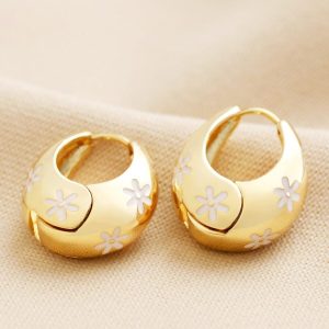 Earrings | Estella Bartlett Chunky Flower Dome Hoops in Gold – Womens Earrings Earrings