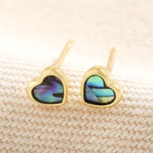 Earrings | Estella Bartlett Shell Heart Stud Earrings in Gold – Womens Earrings Earrings