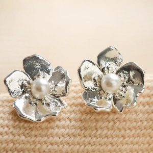 Earrings | Estella Bartlett Silver Pearl Buttercup Stud Earrings – Womens Earrings Earrings