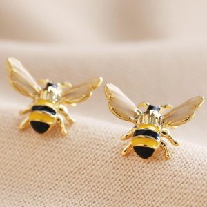 Earrings | Gold and Enamel Bumblebee Stud Earrings Gold – Womens Earrings Earrings