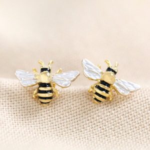 Earrings | Gold Enamel Bumblebee Stud Earrings – Womens Earrings Earrings