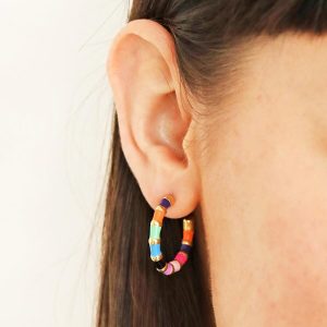 Earrings | Gold Stainless Steel Colourful Enamel Hoop Earrings – Womens Earrings Earrings