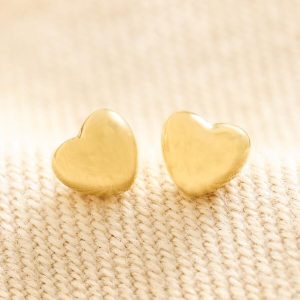 Earrings | Gold Stainless Steel Tiny Round Heart Stud Earrings – Womens Earrings Earrings