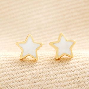 Earrings | Gold Sterling Silver Mother of Pearl Star Stud Earrings – Womens Earrings Earrings