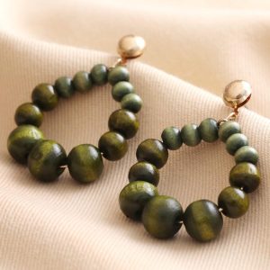 Earrings | Green Wooden Bead Drop Earrings – Womens Earrings Earrings