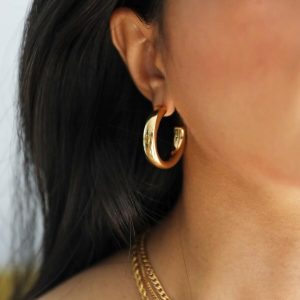 Earrings | Large Chunky Hoop Earrings in Gold Gold – Womens Earrings Earrings