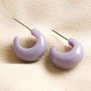 Earrings | Lilac Domed Resin Hoop Earrings – Womens Earrings Earrings